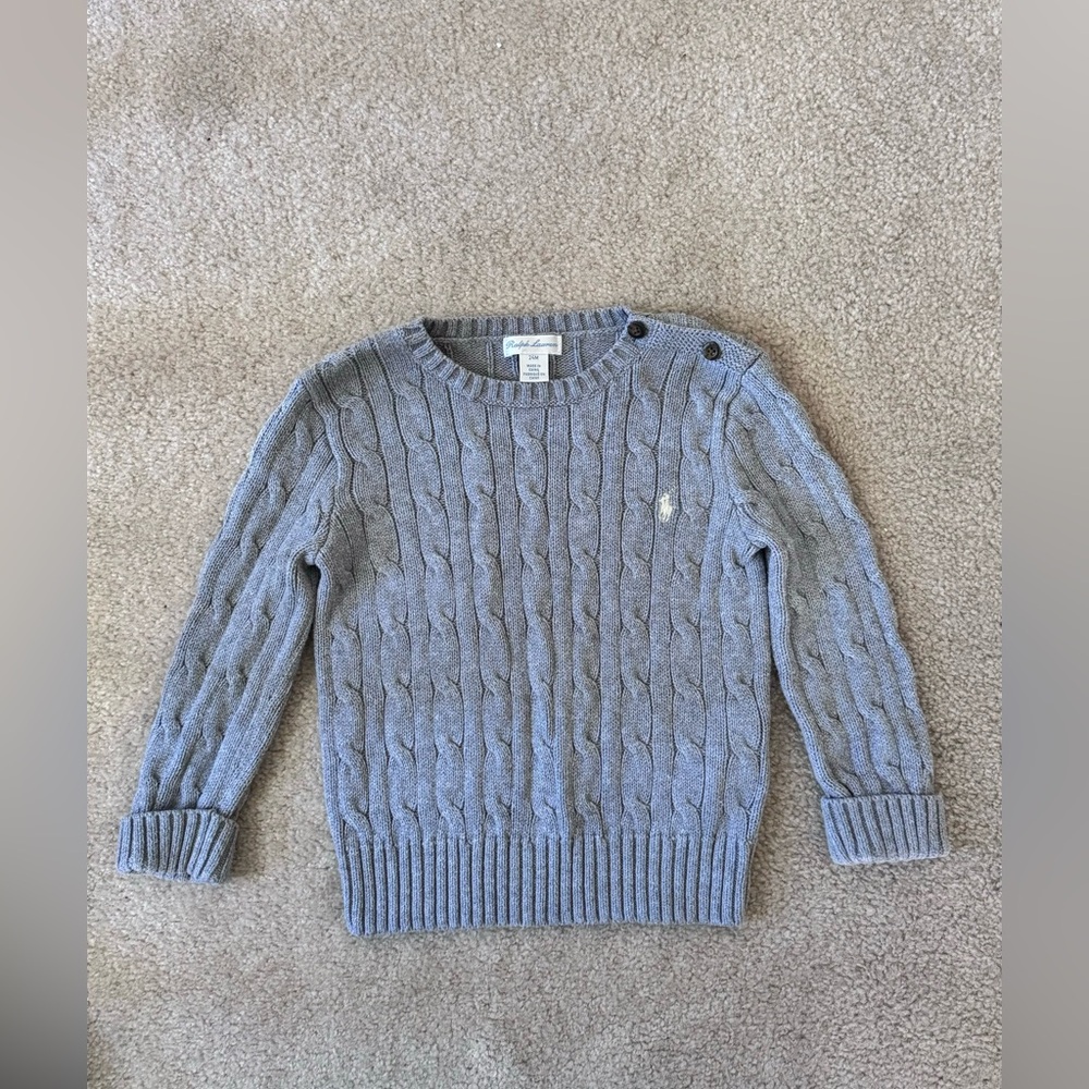 Ralph Lauren boys  gray knit sweaters 100% cotton 24 months